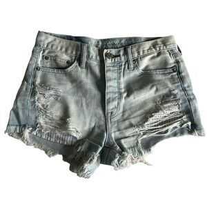 American Eagle Denim Shorts Distressed Ripped Frayed Hem Light Wash Size 4